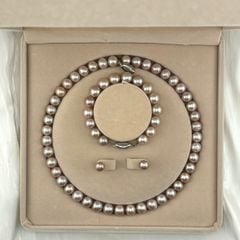Bộ Set Trang Sức Ngọc Trai Tím Tự Nhiên 11mm Cao Cấp Gồm Vòng cổ + Vòng Tay + Bông tai Ngọc Trai MADAME HIEN PEARLS SCT001T