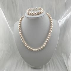 [Kèm Kiểm Định] Bộ Set Trang Sức Ngọc Trai Tròn Tự Nhiên AAA 8-9mm Hoàn Hảo Gồm Vòng cổ + Vòng Tay + Bông tai MADAME HIEN PEARLS SCT002TR