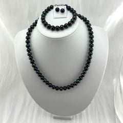 Bộ Set Trang Sức Ngọc Trai Đen Tự Nhiên 8-9mm Gồm Vòng cổ + Vòng Tay + Bông tai Ngọc Trai MADAME HIEN PEARLS SCT006D