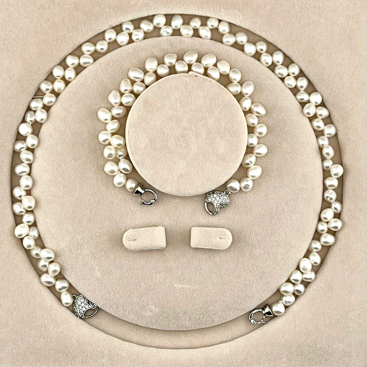 Bộ Set Ngọc Trai Vòng cổ và Vòng Tay Đan Xương Cá MADAME HIEN PEARLS Lạ Mắt SCT038