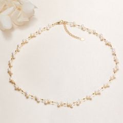 Bộ Vòng Cổ Choker và Vòng Tay Sợi Bện Đính Ngọc Trai Trắng Tự Nhiên MADAME HIEN PEARLS Đáng Yêu Cho Nữ SCT040