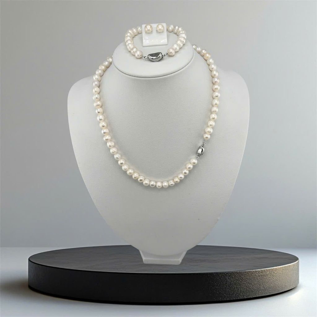 [Kèm Hộp Và Kiểm Định] Set Bộ Trang Sức Quà Tặng Ngọc Trai Tự Nhiên 6-8mm MADAME HIEN PEARLS SCT044