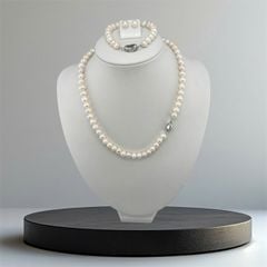 [Kèm Hộp Và Kiểm Định] Set Bộ Trang Sức Quà Tặng Ngọc Trai Tự Nhiên 6-8mm MADAME HIEN PEARLS SCT044