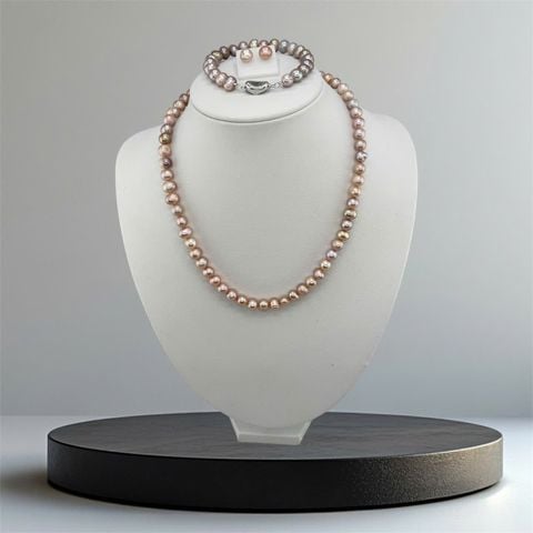 [Kèm Hộp Và Kiểm Định] Set Bộ Trang Sức Quà Tặng Ngọc Trai Tự Nhiên 6-8mm MADAME HIEN PEARLS SCT044
