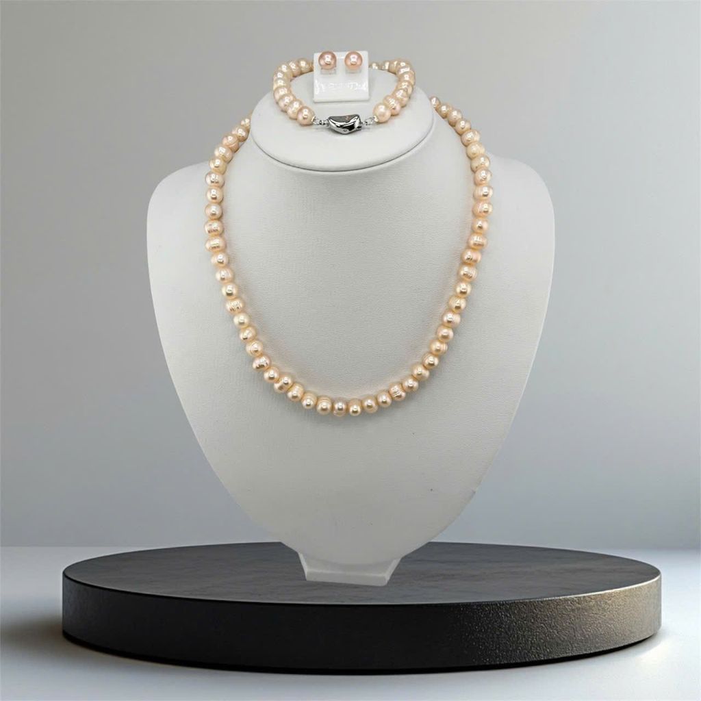 [Kèm Hộp Và Kiểm Định] Set Bộ Trang Sức Quà Tặng Ngọc Trai Tự Nhiên 6-8mm MADAME HIEN PEARLS SCT044