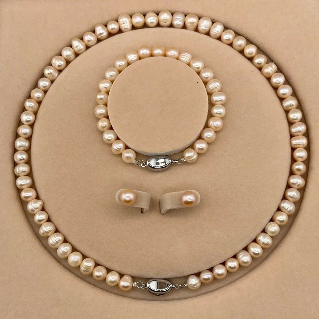 [Kèm Hộp Và Kiểm Định] Set Bộ Trang Sức Quà Tặng Ngọc Trai Tự Nhiên 6-8mm MADAME HIEN PEARLS SCT044