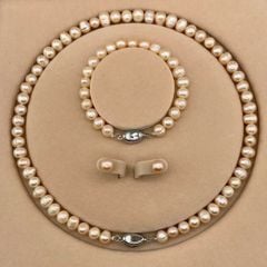 [Kèm Hộp Và Kiểm Định] Set Bộ Trang Sức Quà Tặng Ngọc Trai Tự Nhiên 6-8mm MADAME HIEN PEARLS SCT044