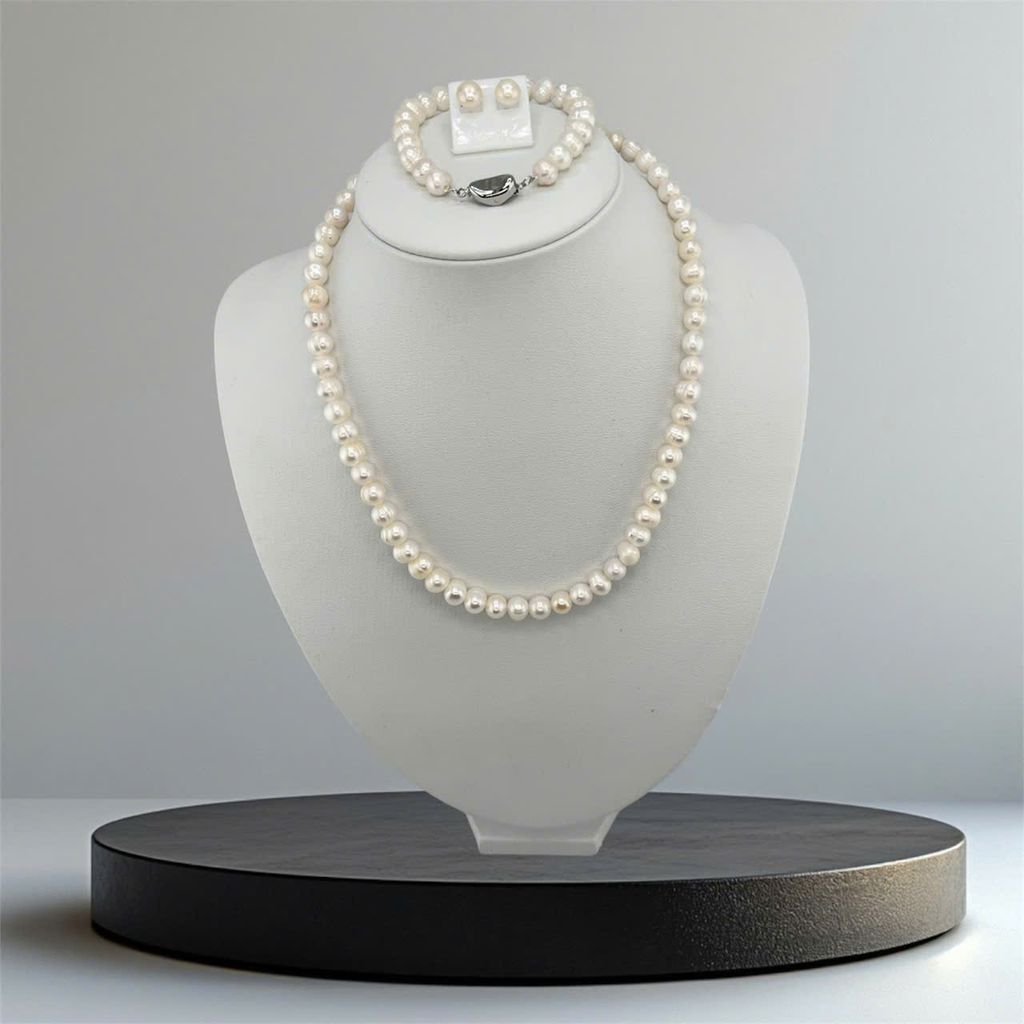 [Kèm Hộp Và Kiểm Định] Set Bộ Trang Sức Quà Tặng Ngọc Trai Tự Nhiên 6-8mm MADAME HIEN PEARLS SCT044