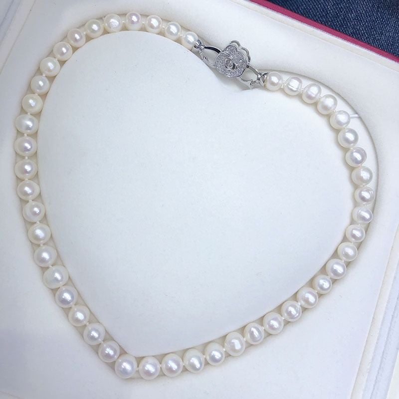 Bộ Set Ngọc Trai Vòng cổ và Vòng Tay Trắng Tự Nhiên Khoá Hoa Trà 3 Cánh MADAME HIEN PEARLS SCT036