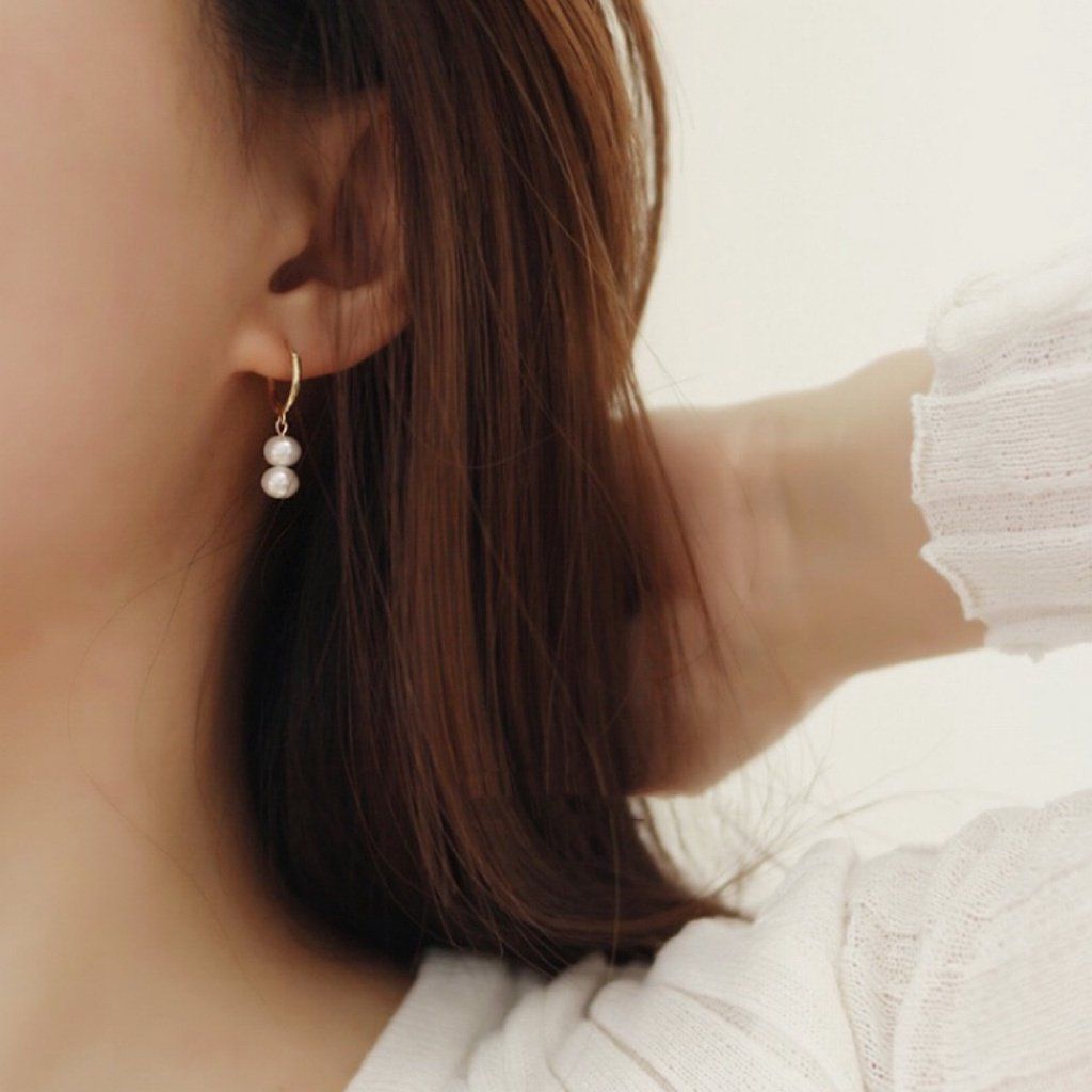 Bông Tai Tua Rua 1 Hạt hoặc 2 Hạt Ngọc Trai MADAME HIEN PEARLS Tối Giản Qúy Phái BTT013