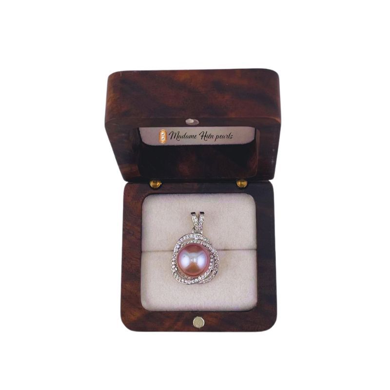 Mặt Dây Chuyền Ngọc Trai Tự Nhiên phối khung giọt nước Pha Lê Size Lớn 10-11mm MN022