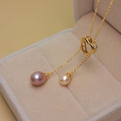Vòng cổ Ngọc Trai Mặt Trái Tim Tua Rua 2 Hạt Xoài MADAME HIEN PEARLS MG009
