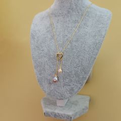 Vòng cổ Ngọc Trai Mặt Trái Tim Tua Rua 2 Hạt Xoài MADAME HIEN PEARLS MG009