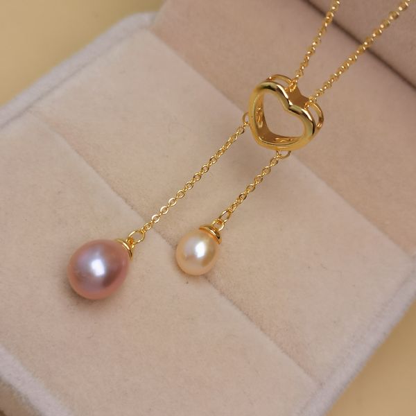 Vòng cổ Ngọc Trai Mặt Trái Tim Tua Rua 2 Hạt Xoài MADAME HIEN PEARLS MG009