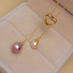 Vòng cổ Ngọc Trai Mặt Trái Tim Tua Rua 2 Hạt Xoài MADAME HIEN PEARLS MG009