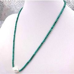 Vòng Cổ Chuỗi Hạt Ngọc Lam Đính Mặt Ngọc Trai Tự Nhiên 11-12mm CB010