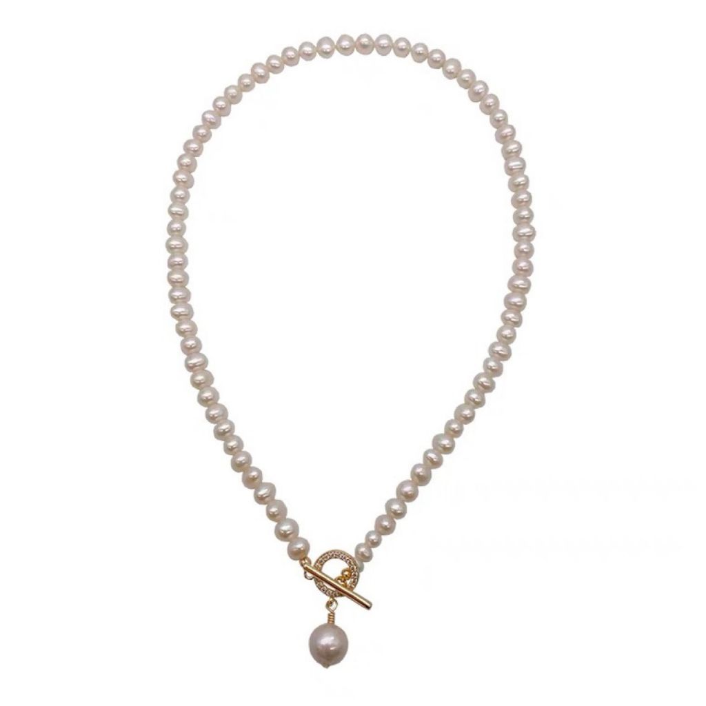 Vòng cổ Ngọc Trai Nước Ngọt Mặt Cham hạt Baroque cá tính CT007