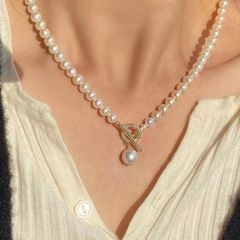 Vòng cổ Ngọc Trai Nước Ngọt Mặt Cham hạt Baroque cá tính CT007