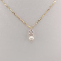 Dây Chuyền Titan Mặt Thỏ Xà Cừ Đính Ngọc Trai dễ thương đáng yêu MN007