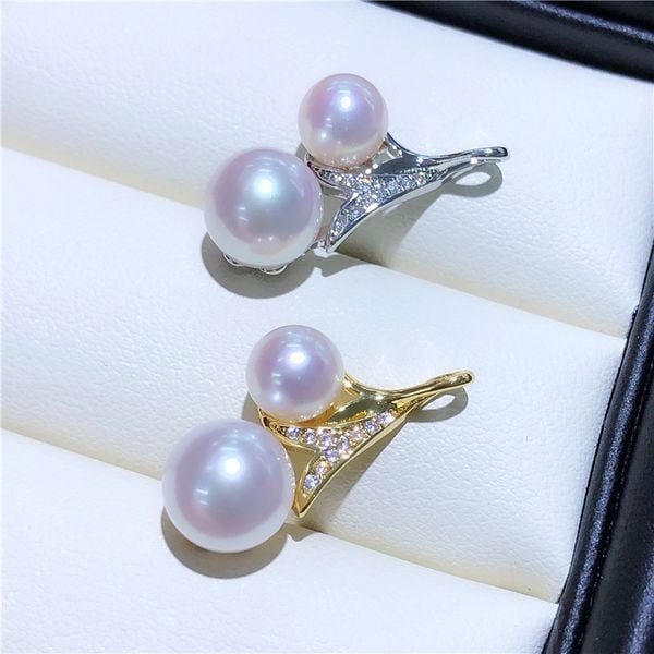 Mặt Dây Chuyền Đính 2 Hạt Ngọc Trai Lớn Nhỏ Sang Trọng MN012