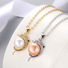 Mặt Dây Chuyền Ngọc Trai Dáng Cá Heo Đáng Yêu Cho Nữ MN008