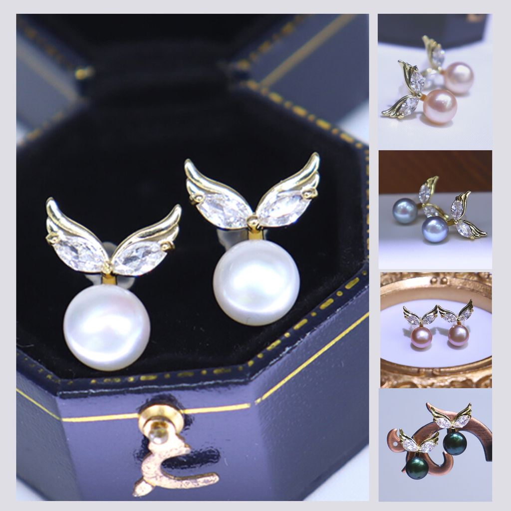 Bông Tai Cánh Thiên Thần MADAME HIEN PEARLS Đính Ngọc Trai Tự Nhiên Thời Trang Cho Nữ