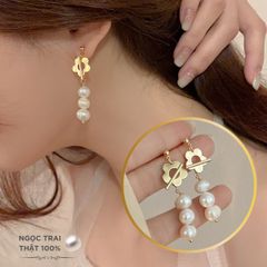 Bông Tai Bạc 925 Mạ Hình Cánh Hoa MADAME HIEN PEARLS Đính Ngọc Trai Thời Trang BTT025