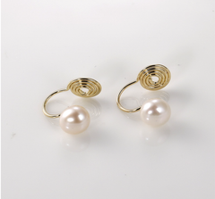 Bông Tai Dạng Kẹp Đính Hạt Ngọc Trai Tròn MADAME HIEN PEARLS Đơn Giản Cá Tính Cho Nữ BTN008