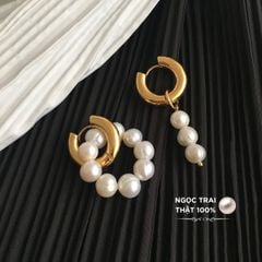 Bông Tai Ngọc Trai Tự Nhiên phá cách phong cách Baroque BTT009
