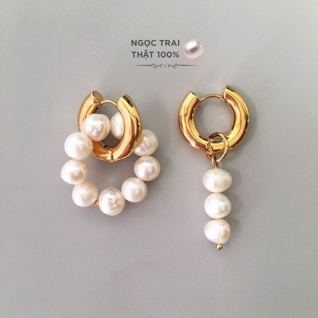 Bông Tai Ngọc Trai Tự Nhiên phá cách phong cách Baroque BTT009