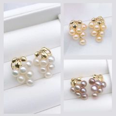 Bông Tai Mạ Bạc 925 Đính Ngọc Trai Chùm Nho Pháp MADAME HIEN PEARLS dễ thương BTN028