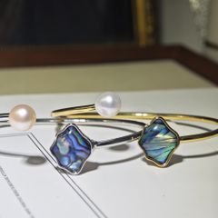 Bộ Set Ngọc Trai Vòng cổ + Nhẫn + Bông Tai Bộ Trang Sức Ngọc Trai Tự Nhiên Vỏ Sò Xà Cừ Khảm Bàu Ngư MADAME HIEN PEARLS SPS065