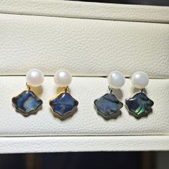 Bộ Set Ngọc Trai Vòng cổ + Nhẫn + Bông Tai Bộ Trang Sức Ngọc Trai Tự Nhiên Vỏ Sò Xà Cừ Khảm Bàu Ngư MADAME HIEN PEARLS SPS065