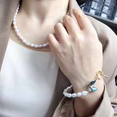 Bộ Set Ngọc Trai Tự Nhiên Mặt Bướm Xà Cừ Vỏ Bàu Ngư MADAME HIEN PEARLS SPS084