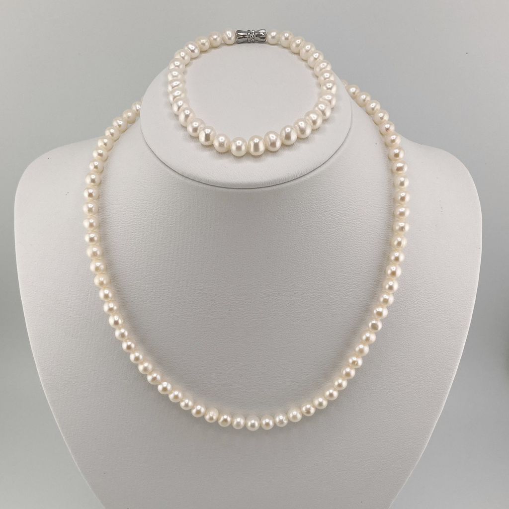 Bộ Set Ngọc Trai Trắng 6-7mm (dây cổ, vòng tay, bông tai) SPS030TR