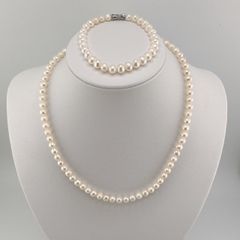 Bộ Set Ngọc Trai Trắng 6-7mm (dây cổ, vòng tay, bông tai) SPS030TR