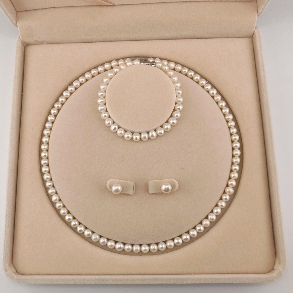 Bộ Set Ngọc Trai Trắng 6-7mm (dây cổ, vòng tay, bông tai) SPS030TR