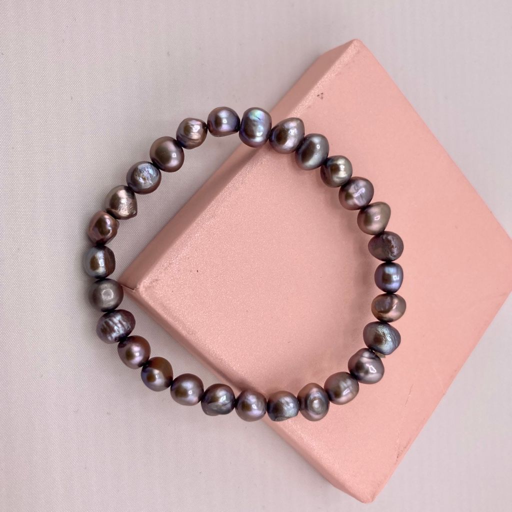 Vòng Tay Ngọc Trai Đơn giản Hạt Baroque Tự Nhiên Màu Đen MADAME HIEN PEARLS Freesize