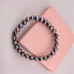 Vòng Tay Ngọc Trai Đơn giản Hạt Baroque Tự Nhiên Màu Đen MADAME HIEN PEARLS Unisex Nam Nữ VTB011