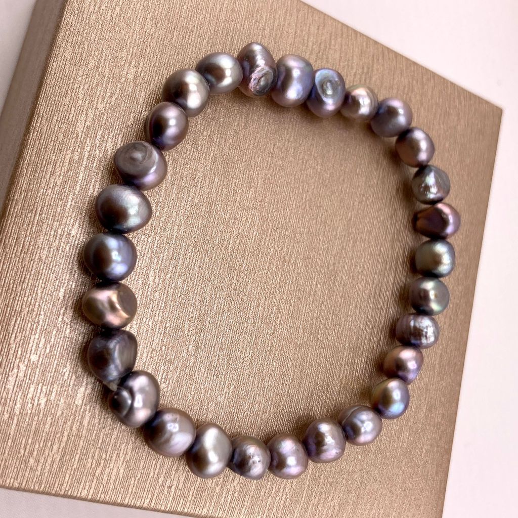 Vòng Tay Ngọc Trai Đơn giản Hạt Baroque Tự Nhiên Màu Đen MADAME HIEN PEARLS Freesize