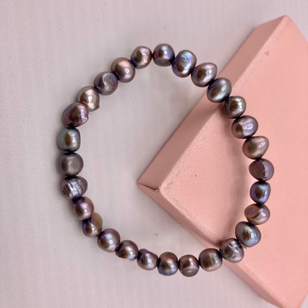 Vòng Tay Ngọc Trai Đơn giản Hạt Baroque Tự Nhiên Màu Đen MADAME HIEN PEARLS Unisex Nam Nữ VTB011