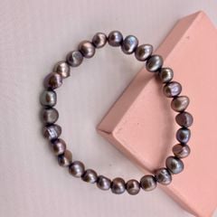 Vòng Tay Ngọc Trai Đơn giản Hạt Baroque Tự Nhiên Màu Đen MADAME HIEN PEARLS Unisex Nam Nữ VTB011