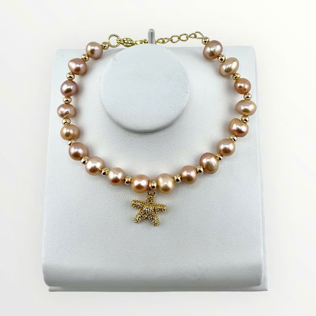 Vòng Tay Ngọc Trai Tự Nhiên Phối Cham Sò Biển Sao Biển Đáng Yêu MADAME HIEN PEARLS VTT111