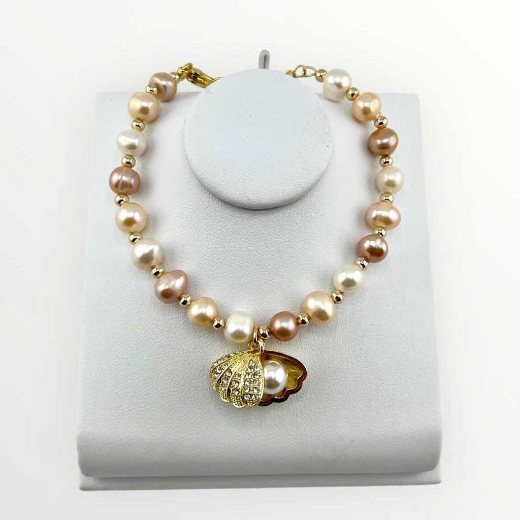 Vòng Tay Ngọc Trai Tự Nhiên Phối Cham Sò Biển Sao Biển Đáng Yêu MADAME HIEN PEARLS VTT111