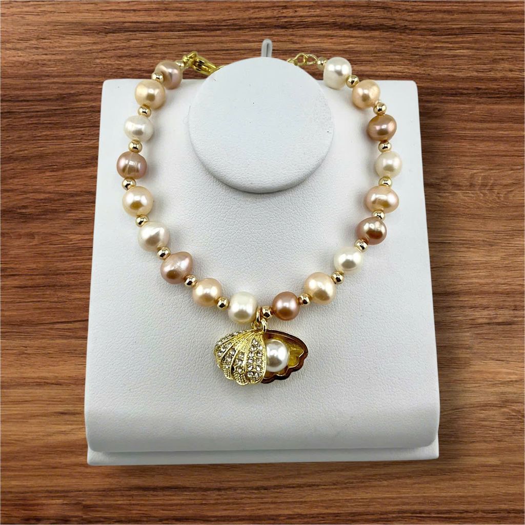 Vòng Tay Ngọc Trai Tự Nhiên Phối Cham Sò Biển Sao Biển Đáng Yêu MADAME HIEN PEARLS VTT111