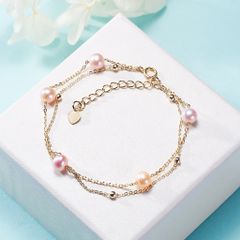 Vòng Tay Ngọc Trai Dây Chuyền Đôi Điểm 5 Hạt Ngọc Trai Tự Nhiên MADAME HIEN PEARLS Đáng Yêu Cho Nữ VTT112