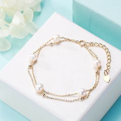 Vòng Tay Ngọc Trai Dây Chuyền Đôi Điểm 5 Hạt Ngọc Trai Tự Nhiên MADAME HIEN PEARLS Đáng Yêu Cho Nữ VTT112