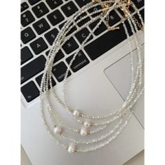 Vòng Cổ Choker Hạt Vỏ Xà Cừ Đính Mặt Dây Chuyền Hạt Ngọc Trai Tròn MADAME HIEN PEARLS Unisex Nam Nữ MT023