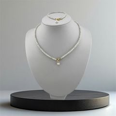 Set Bộ Trang Sức Ngọc Trai Hạt Gạo Nhí 2-3mm Khoá Cham Hạt Trai Chuông MADAME HIEN PEARLS Đáng Yêu SCG010