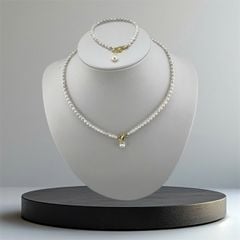 Set Bộ Trang Sức Ngọc Trai Hạt Gạo Nhí 2-3mm Khoá Cham Hạt Trai Chuông MADAME HIEN PEARLS Đáng Yêu SCG010